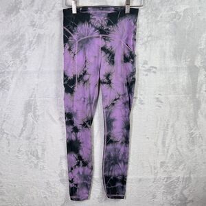 Lululemon Power Thru Leggings Women's 4 Tie Dye Purple Black Workout Athletic